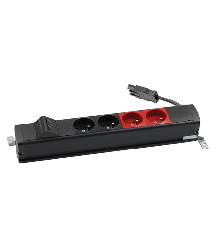 Listwa zasilająca standardowa zest 2x250V typ E+2x250V UPS+ plakietka 2xRJ45 szybkozłącza czarny Simon480 48120E220K00000-44