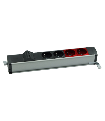 Listwa zasilająca standardowa zest 2x250V typ E+2x250V UPS+plakietka 2xRJ45 śrub. aluminium czarny Simon480 48130E220K00000-40