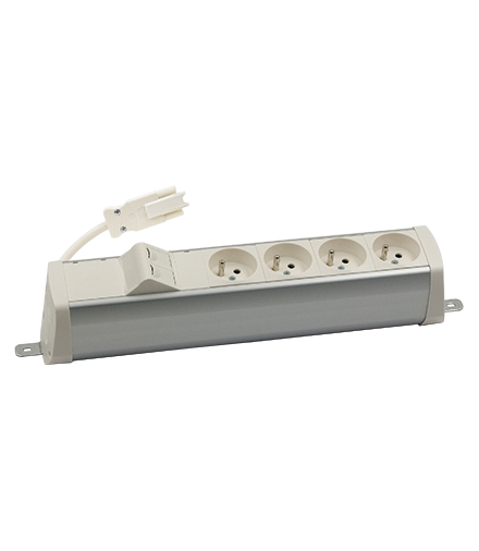 Listwa zasilająca powiększona zest 4x250V typ E + plakietka 2xRJ45 szybkozłącza aluminium biały Simon480 48210E400K00000-30