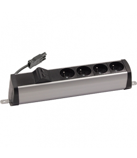 Listwa zasilająca powiększona zest 4x250V typ E + plakietka 2xRJ45 szybkozłącza aluminium czarny Simon480 48210E400K00000-40