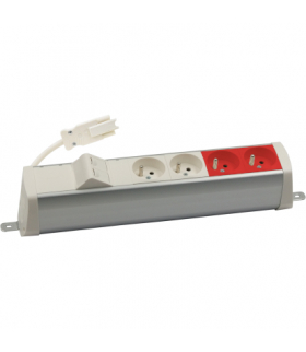 Listwa zasilająca powiększona zest 2x250V typ E+2x250V UPS+ plakietka 2xRJ45 szyb. aluminium biały Simon480 48220E220K00000-30