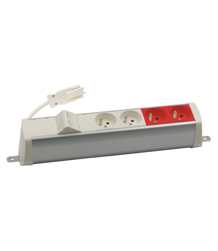 Listwa zasilająca powiększona zest 2x250V typ E+2x250V UPS+ plakietka 2xRJ45 szyb. aluminium biały Simon480 48220E220K00000-30