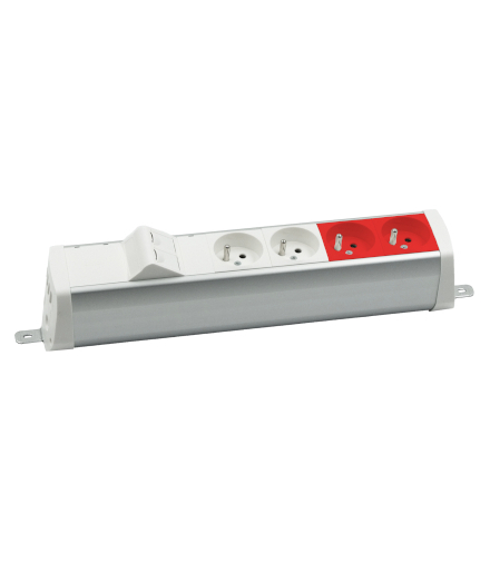 Listwa zasilająca powiększona zest 2x250V typ E+2x250V UPS+plakietka 2xRJ45 śrub. aluminium biały Simon480 48230E220K00000-30