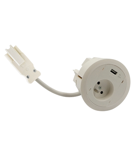 Gniazdo meblowe zest 1x250V typ E + ładowarka USB typ A szybkozłącza biały Simon480 48310E10C000000-33