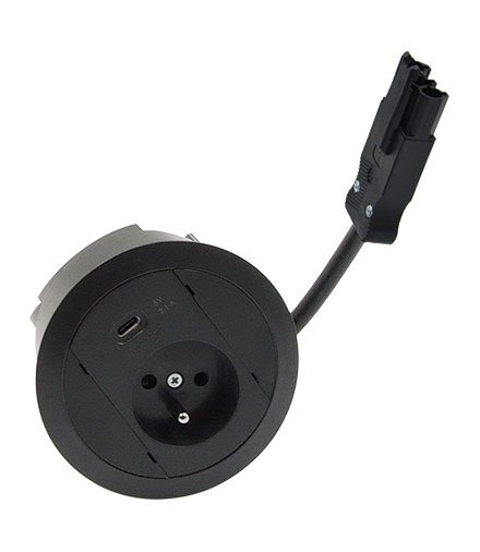 Gniazdo meblowe zest 1x250V typ E + ładowarka USB typ C szybkozłącza czarny Simon480 48310E10E000000-44