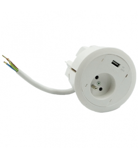 Gniazdo meblowe zest 1x250V typ E + ładowarka USB typ A kabel biały Simon480 48330E10C000000-33