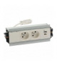 Mediaport Indesk 2x250V typ E + ładowarka USB A-C szybkozłącza aluminium biały Simon480 48510E20B000000-30
