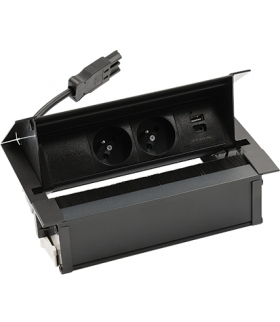Mediaport Cover 2x250V typ E + ładowarka USB A-C czarny Simon480 48710E20B000000-44