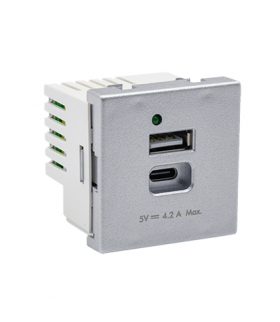 Ładowarka USB K45 USB 2.0 - A + C 5V Rodzaj napięcia:DC 45×45mm aluminium K126G/8