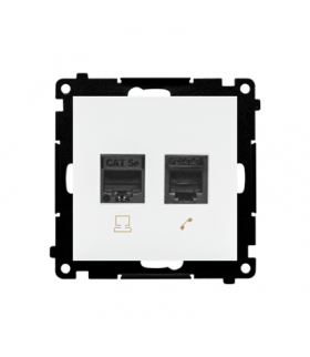 Gniazdo komputerowe RJ45 kategoria 5e + telefoniczne RJ12 biały mat Simon55 T5F.01/111