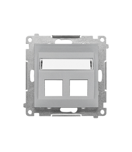Pokrywa gniazd teleinformatycznych na Keystone skośna podwójna aluminium mat Simon55 TKP2S.01/143