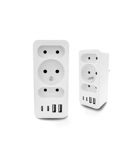 Rozgałęźnik sieciowy 3 gniazda, 2xUSB, 2xUSB-C, max. 5V/3.4A LXW72028