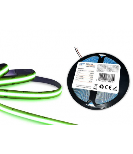 Taśma LED COB IP20 kolor zielony 48W 9,6W/m rol.5m 12V LTC LXL5130