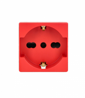 Gniazdo wtyczkowe pojedyncze, K45, typ P40 (standard włoski), 16A, zaciski śrubowe, 45×45mm, czerwony K45 K05/6
