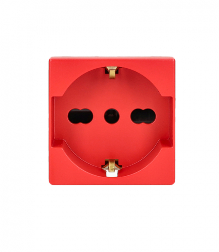 Gniazdo wtyczkowe pojedyncze, K45, typ P40 (standard włoski), 16A, zaciski śrubowe, 45×45mm, czerwony K45 K05/6