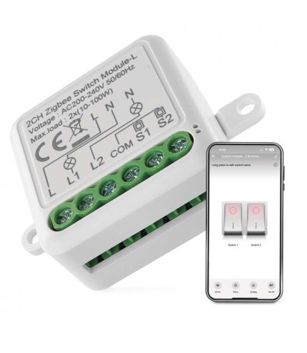 GoSmart Moduł włączeniowy IP-2104SZ, ZigBee, 2-kanałowy, bez przewodu zerowego EMOS H5104