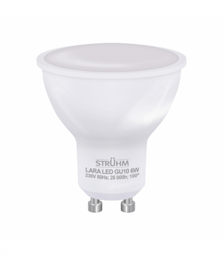 Żarówka LED, źródło światła SMD LED LARA LED GU10 6W zimna 6500K CW biały Struhm 04528