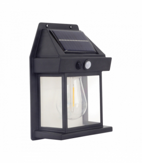 Solarny lampion, oprawa elewacyjna, z czujnikiem ruchu RABI LED PIR 1W ciepła 3000K WW czarny Struhm 04509