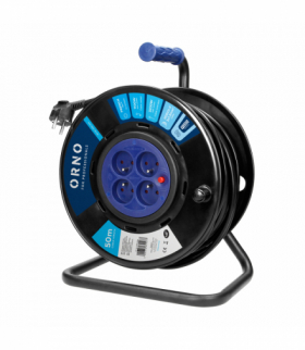 Przedłużacz bębnowy, 4 gniazda 2P+Z, kabel PVC H05VV-F 3x1,5mm², długość - 50m, STAŁE GNIAZDA, termik, przesłony torów prądowych Orno OR-AE-13292/50M