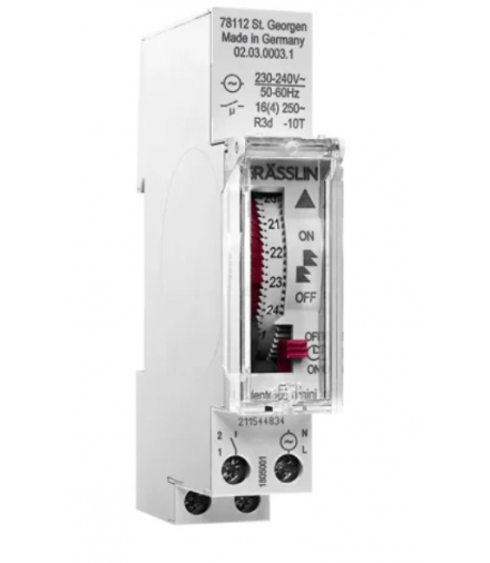 ZEGAR STERUJĄCY TALENTO 211 MINI ELEKTROMECHANICZNY, REZERWA CHODU, 24H/15MIN, LED MAX. 300W, PRZEŁĄCZNIK ON/AUTO/OFF Grasslin GR-02.03.0003.1