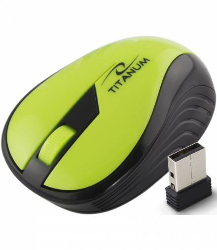TM114G Mysz bezprzewodowa 2.4GHz 3D optyczna USB Rainbow zielona Titanum ESP-TM114G