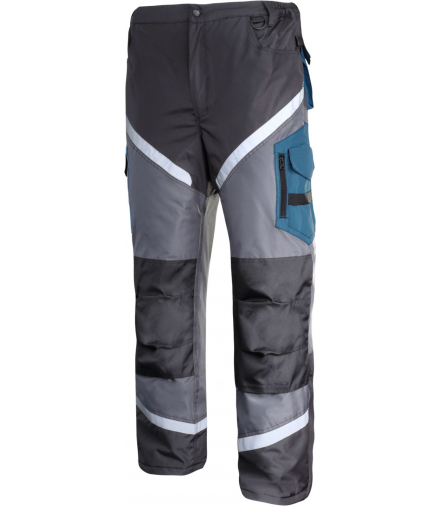 Spodnie ocieplane czarno-szaro-turkusowe z odblaskami, "3xl", ce, Lahti Pro L4101206
