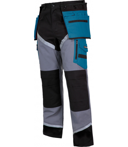 Spodnie czarno-szaro-turkusowe z pasami odblaskowymi, "2xl" , ce, Lahti Pro L4050205