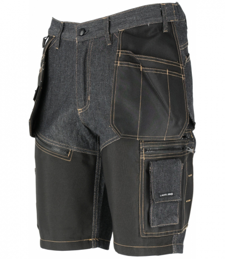 Spodenki krótkie jeans, czarny ze wzmocnieniami, "l", ce, Lahti Pro L4071703