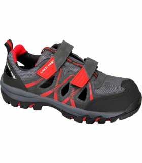 Sandały zamsz/dzian. szaro-czerw., s1 sra, "43", ce, Lahti Pro L3060343