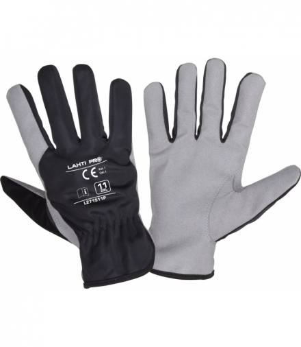 Rękawice ze skóry syntetycznej szare l271508p, karta, "8", ce,Lahti Pro L271508K