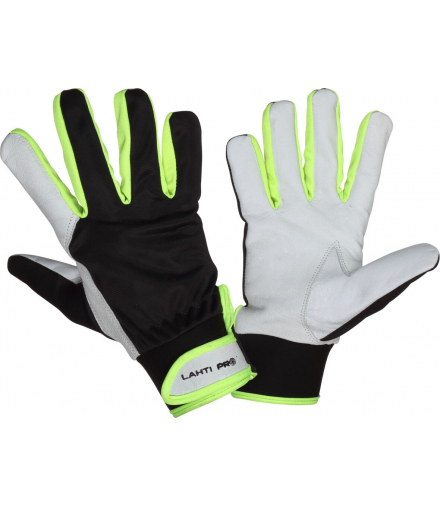 Rękawice ze skóry czar-żół. l271811p, karta, "11", ce, Lahti Pro L271811K