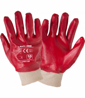 Rękawice PVC czerwone [L240109P], 12 par, 9, CE, Lahti Pro L240109W