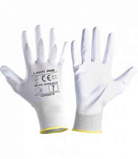 Rękawice pu antystat. białe l230411p, karta, "11", ce, Lahti Pro L230411K