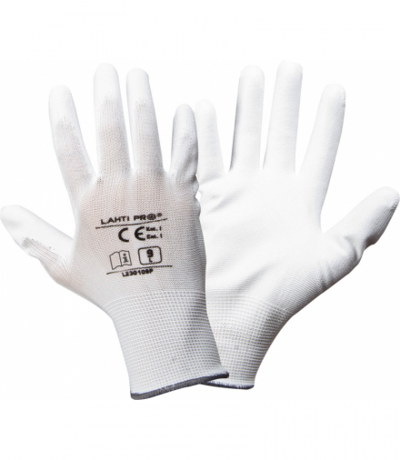 Rękawice powlekane poliuretanem [L230108P], 12 par, "8", CE, Lahti Pro L230108W