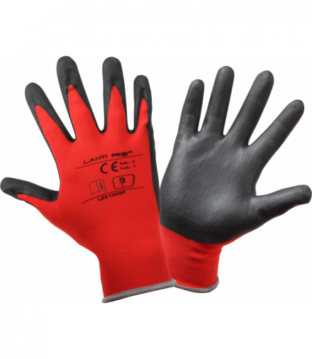 Rękawice nitr. czerw.-czar. l221208p, karta, "8", ce, Lahti Pro L221208K