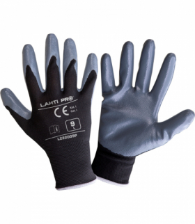 Rękawice nitr. czarno-szare l222007p, 12par, "7", ce, Lahti Pro L222007W