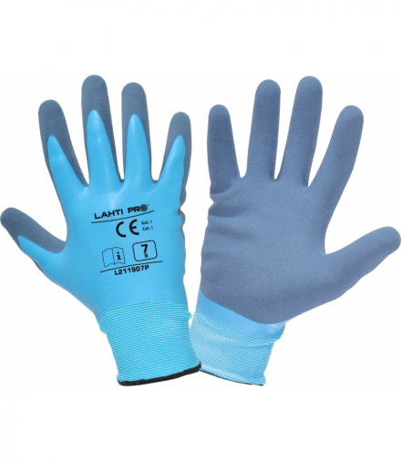 Rękawice lateks niebieskie l211909p, karta, "9", ce,Lahti Pro L211909K