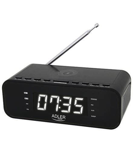 Radiobudzik z bezprzewodową ładowarką i fm ADLER AD 1192 black