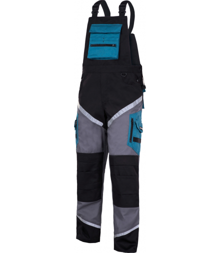 Ogrodniczki czar-szar-turk. z pasami odblask., "l", ce,Lahti Pro L4060203