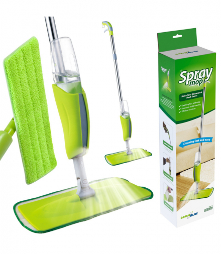 Mop ze spryskiwaczem , zawiera 2 wzmocnione wkłady microfibra, GB830 GreenBlue CEN-59870