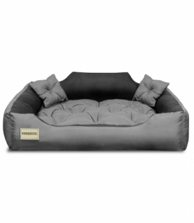 Legowisko z mikrofibry 40x30 / 55x45 cm szaro-czarne AIO KingDog CEN-81151