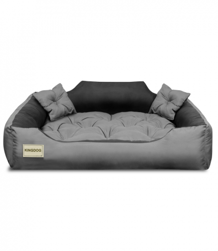 Legowisko z mikrofibry 40x30 / 55x45 cm szaro-czarne AIO KingDog CEN-81151
