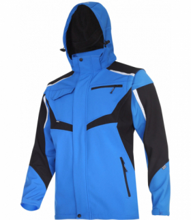 Kurtka softshell robocza z kapturem i odpinanymi rękawami, niebiesko-czarna, "xl",ce,Lahti Pro L4093004