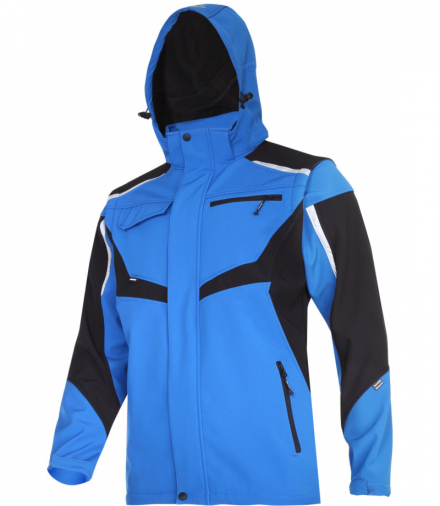 Kurtka softshell robocza z kapturem i odpinanymi rękawami, niebiesko-czarna, "l",ce,Lahti Pro L4093003