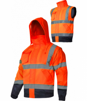 Kurtka ostrzegawcza ocieplana z odpinanymi rękawami, pom., "xl", ce, Lahti Pro L4092604