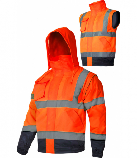 Kurtka ostrzegawcza ocieplana z odpinanymi rękawami, pom., "3xl", ce, Lahti Pro L4092606