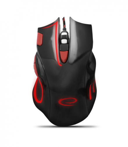 EGM401KR Mysz przewodowa dla graczy 7D optyczna USB MX401 Hawk czarno-czerwona Esperanza ESP-EGM401KR