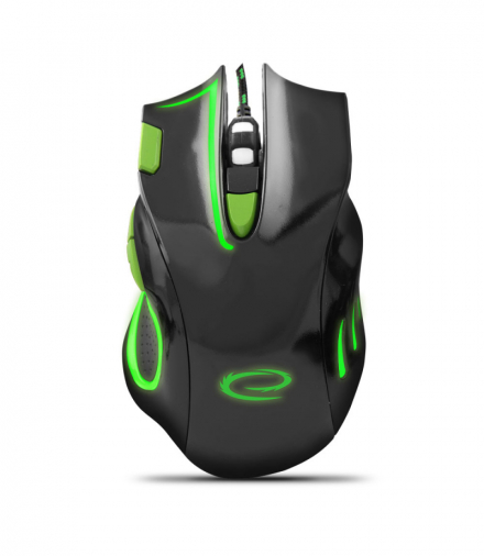 EGM401KG Mysz przewodowa dla graczy 7D optyczna USB MX401 Hawk czarno-zielona Esperanza ESP-EGM401KG