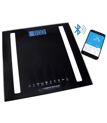 EBS016K Waga łazienkowa analityczna cyfrowa 8w1 Bluetooth B.Fit czarna Esperanza ESP-EBS016K
