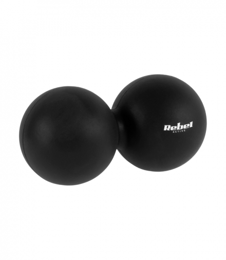 Duoball podwójna piłka do masażu 6.2cm, kolor czarny, materiał silikon, REBEL ACTIVE Rebel LEC-RBA-3058